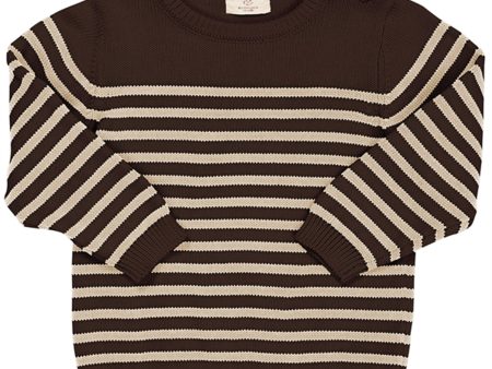 Copenhagen Colors Dk Brown Cream Combi Stickad Striped Sailor Sweater Online Hot Sale