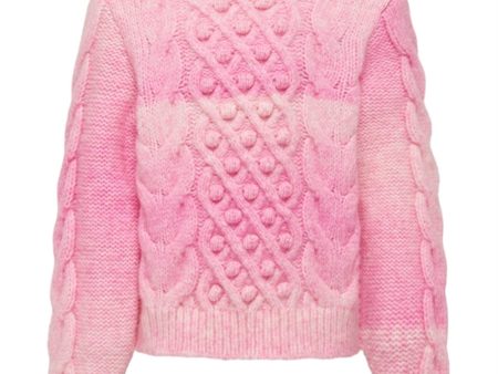 Kids ONLY Azalea Pink Space dyed Live Cable Knit Stickad Tröja For Sale