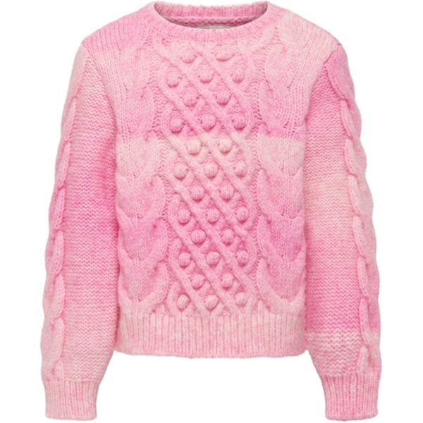 Kids ONLY Azalea Pink Space dyed Live Cable Knit Stickad Tröja For Sale