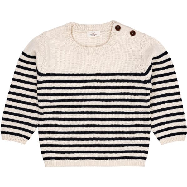 Copenhagen Colors Cream Navy Combi Stickad Striped Sailor Sweater on Sale