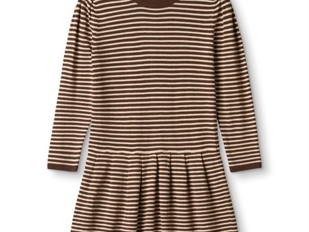 Fliink Chicory Coffee W. Sand Stripes Favo Peplum Klänning Supply