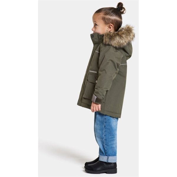 Didriksons Deep Green Kure Kids Parka Jacka For Sale