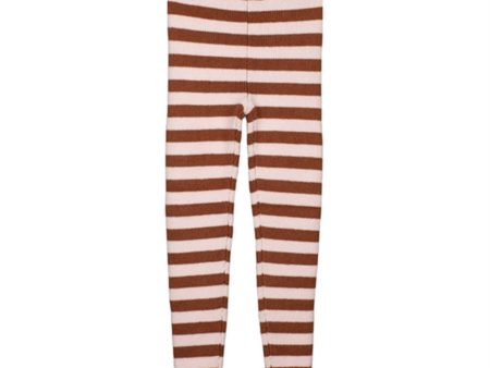 Fliink Carob Brown Striped Benna Rib Leggings on Sale