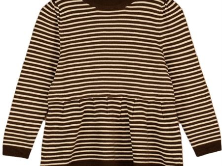 Fliink Chicory Coffee W. Sand Stripes Favo Peplum Tröja For Cheap