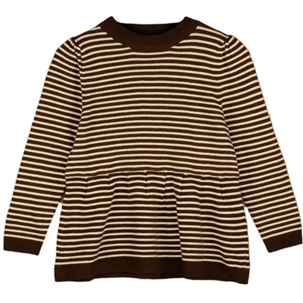 Fliink Chicory Coffee W. Sand Stripes Favo Peplum Tröja For Cheap