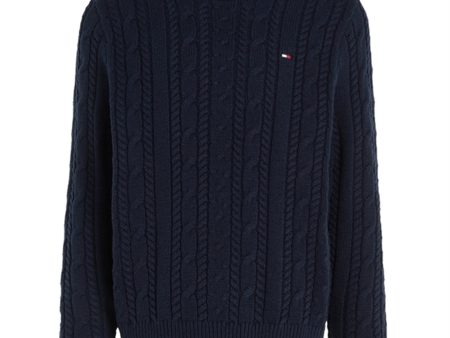 Tommy Hilfiger Essential Cable Stickad Tröja Desert Sky Hot on Sale