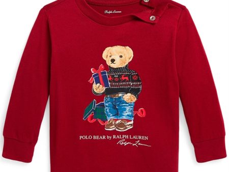 Ralph Lauren Bebis Tröja Fa23 Holiday Red Gift Bear Supply