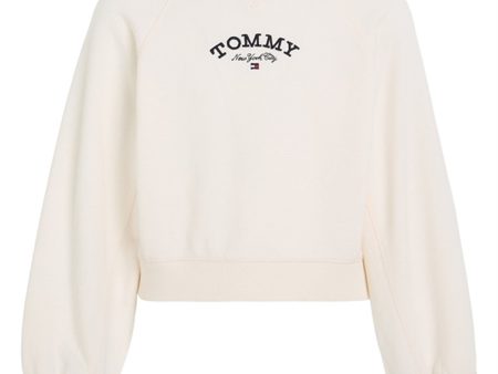 Tommy Hilfiger Logo Crew Sweatshirt Ancient White For Discount