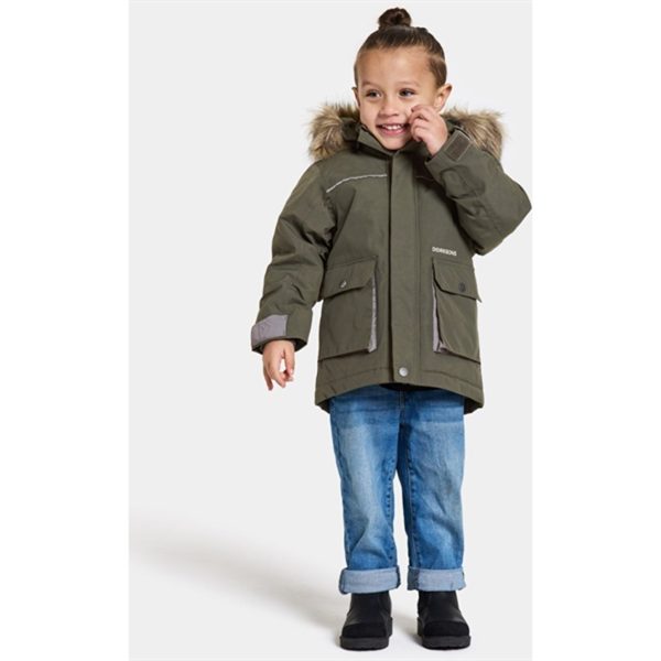 Didriksons Deep Green Kure Kids Parka Jacka For Sale