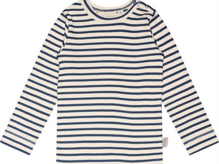 Petit Piao® Denim Blue Off White Tröja Modal Striped Cheap