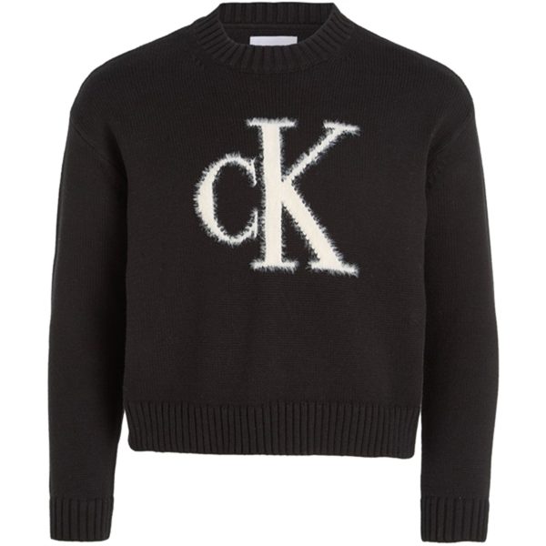 Calvin Klein Fluffy Monogram Sweater Ck Black Online now