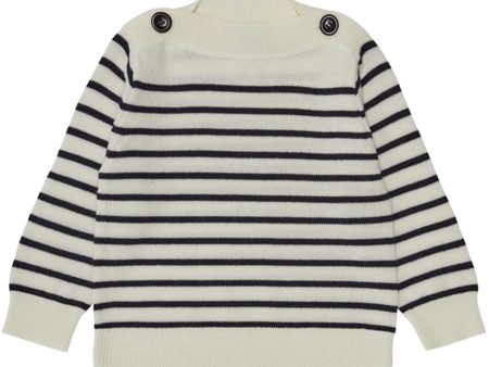 FUB Bebis Boatneck Tröja Ecru Dark Navy For Discount