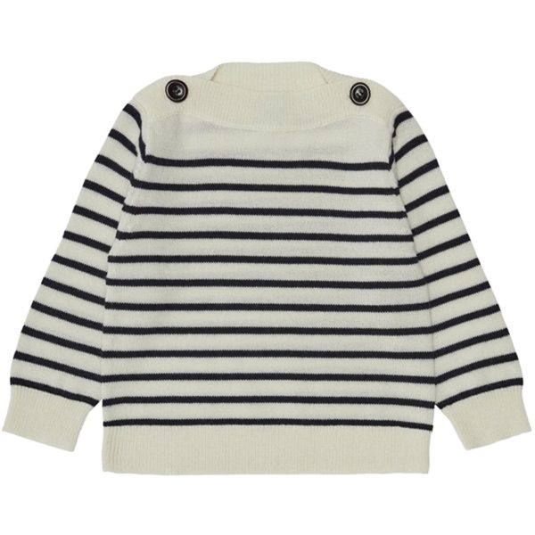 FUB Bebis Boatneck Tröja Ecru Dark Navy For Discount