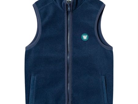 Wood Wood Eternal Blue Jed Zip Fleece Gilet For Sale