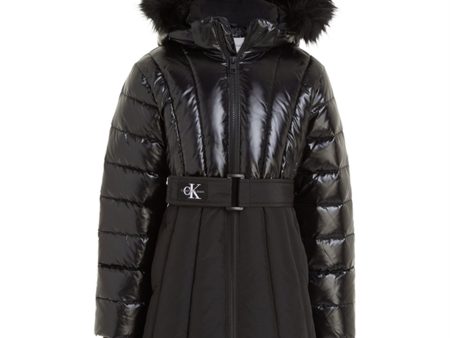 Calvin Klein Long Belted Puffer frakke Ck Black Online Hot Sale