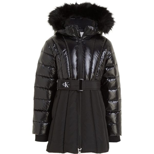 Calvin Klein Long Belted Puffer frakke Ck Black Online Hot Sale