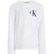 Calvin Klein Chest Monogram Ls Bluse Bright White Online Sale