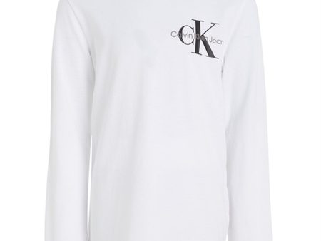 Calvin Klein Chest Monogram Ls Bluse Bright White Online Sale