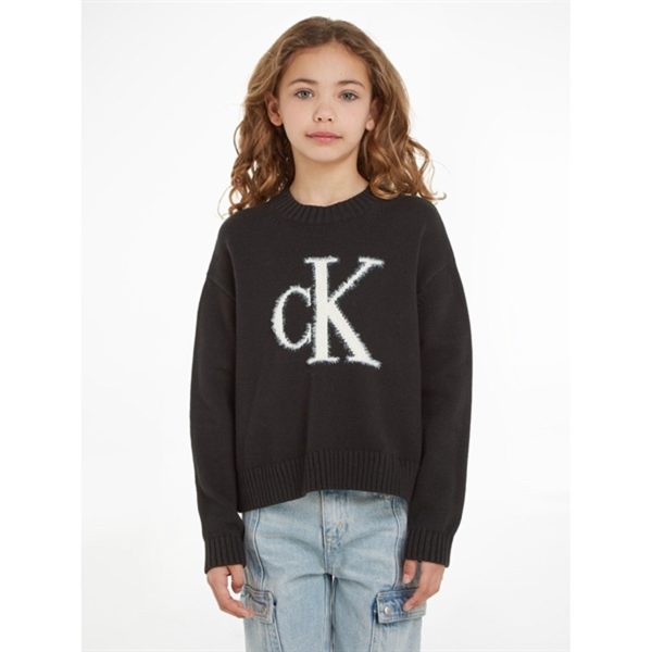 Calvin Klein Fluffy Monogram Sweater Ck Black Online now