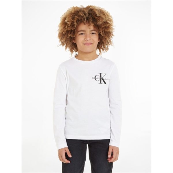 Calvin Klein Chest Monogram Ls Bluse Bright White Online Sale