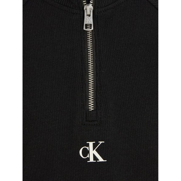 Calvin Klein Hero Logo Rib Zip Up Ls Bluse Ck Black Sale