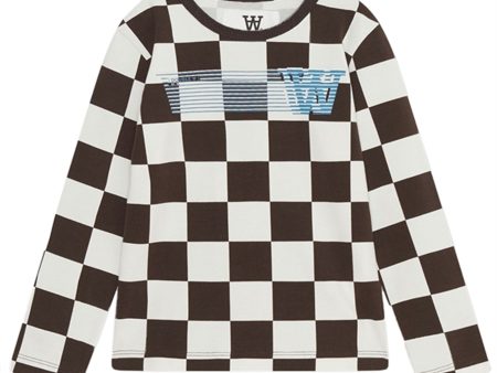 Wood Wood Off-White Black Coffee Aop Kim Checkered Tröja Sale